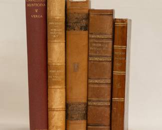 Cavalleria Rusticana and Other Stories by Giovanni Verga, hardcover, published 1928 by Jonathan Cape, London; Samlade Skrifter av Jack London, hardcover, published 1918 by Bohlin & Co., Stockholm; Samhallets Olycksbarn av Victor Hugo, hardcover, published 1927 by Varldslitteraturens Forlag Malmo, Sweden; Bernhard Sev. Ingemanns samlede Skrifter, published 1869 by Reitzels Forlag, Denmark; Medborgarens Bok 1 Handledning for Menige Man Svriges Statskunskap Redogorelse for Konungamakten och Riksdagen Jamte Kyrkomotet, published 1892 by Gustaf Alden Forlag, Sweden