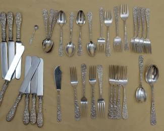 Stieff Rose pattern sterling silver flatware service for eight.