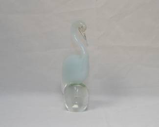 A vintage art glass blue heron figurine
