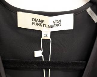 Closeup of the Diane Von Furstenberg DVF "Cardea" sleeveless little black dress, new with tags, size XS