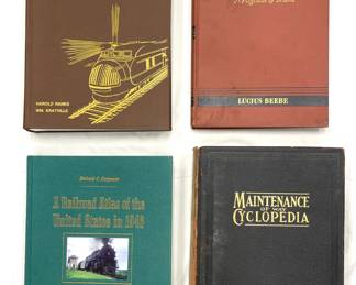 Railroad history books: The Union Pacific Streamliners by Harold Ranks and Wm. Kratville; Highball A Pageant of Trains by Lucius Beebe; A Railroad Atlas of the United States in 1946, Volume 3 Indiana, Lower Michigan and Ohio by Richard C. Carpenter; Maintenance of Way Cyclopedia