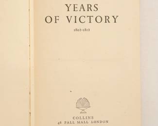 Inside page of one of three volumes by Arthur Bryant: Years of Victory, The Age of Elegance, and English Saga; hardcover, published 1944 by Collins, London