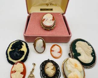 Antique and vintage cameo brooches