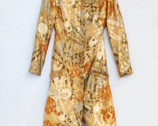 Bill Blass fur-trimmed brocade coat