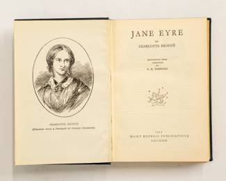 Inside pages of Jane Eyre by Charlotte Bronte, hardcover, published 1933 by Daily Express Publications, London