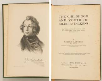 Inside page from The Childhood and Youth of Dickens by Robert Langton, hardcover, published 1912 by Hutchinson & Co., London