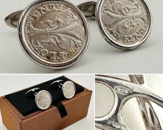Sterling silver florin cufflinks handcrafted by Mauro Bandinelli in Italy