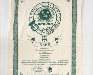 A Clan Kerr "Cloot" tea towel