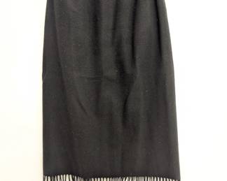 A charcoal gray Pendleton wool skirt, knee length, with fringed hem, size 10