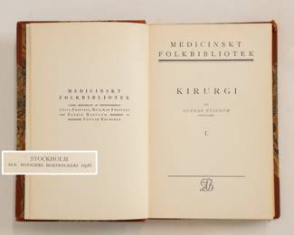 Page from inside one of five volumes of Medicinskt Folkbibliotek (Medical public library), hardcover, various medical/health topics per volume, published by Albert Bonniers, Sweden; volumes dated 1926–1929