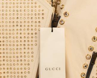 Another closeup of the Alessandro Michele for Gucci crystal covered moto jacket, made in Italy; new with tags NWT