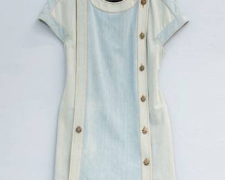 Chanel denim dress with gold buttons, size 44