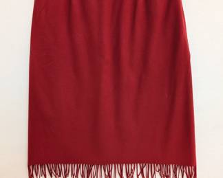 A scarlet red Pendleton wool short skirt with fringed hem, size 22W