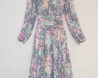 A vintage Miss Elliette chiffon floral dress
