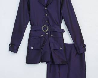Vintage Karl Lagerfeld 2-piece purple skirt suit, size 46, made in France