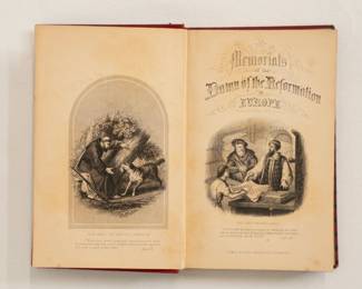 Inside pages of Memorials of the Dawn of the Reformation in Europe, hardcover, published 1847 by Thomas Nelson, London