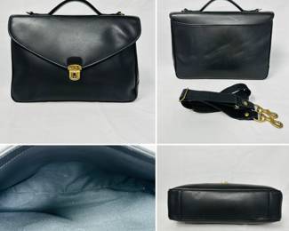 A Ghurka Windsor 121 in black leather with separate shoulder strap