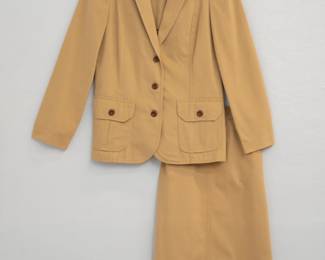 Vintage Bronson of California camel color skirt suit, size 13-14