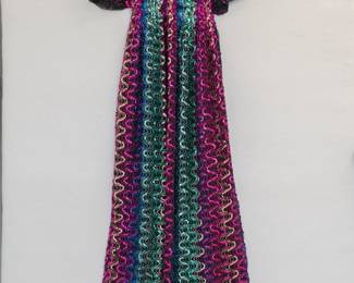 A fun and sparkly vintage rainbow glitter sequin short sleeve maxi dress