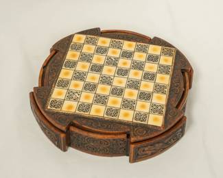 An Isle of Lewis compact Celtic chess set