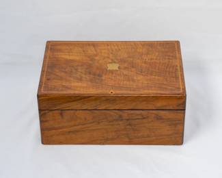 A wooden and leather traveling writing box, 19th century, English
