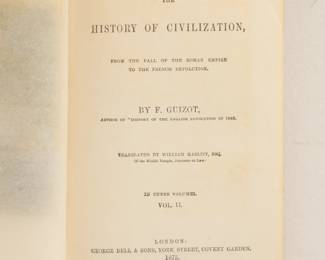 Inside page of Volume II of Guizot's History of Civilization, hardcover, published in 1875 by George Bell & Sons, London (Volume II and III available)