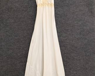 Vintage lingerie - ivory color nightgown with ecru lace inset panels and ruffles on shoulder straps