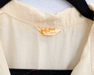 Closeup of the vintage Lady Love floral print maxi dress