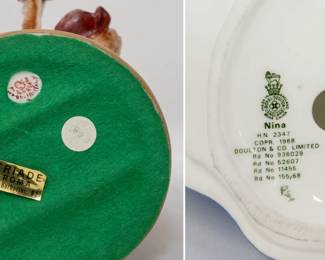 More views of the signed Antonio Borsato porcelain figurine, Sylvan Beauty model #998; and a vintage Royal Doulton "Nina" hand-painted porcelain figurine