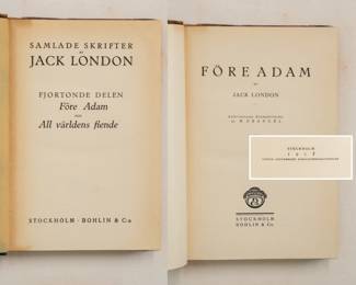 Inside pages of Samlade Skrifter av Jack London, hardcover, published 1918 by Bohlin & Co., Stockholm