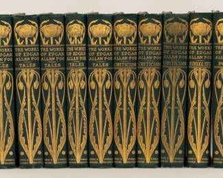The Works of Edgar Allan Poe, 10 volumes, hardcover (with beautiful Art Nouveau binding), published 1894-1895 by Stone & Kimball, Chicago