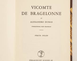 Inside page of Vicomte De Bragelonne by Alexandre Dumas, 4 volumes, hardcover, published 1963-1965 by Forlagshuset Norden AB, Sweden
