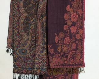 More beautiful vintage floral and Paisley pattern scarves with knotted fringe hems
