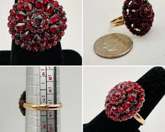 Antique rose cut garnet ring in 8-karat gold (marked 333)