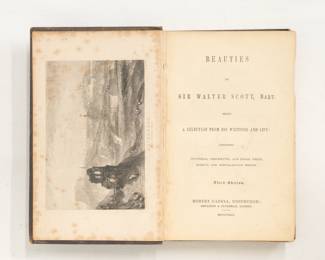 Inside pages of Beauties of Sir Walter Scott, Bart., Being a Selection From His Writings and Life, published by Robert Cadell, Edinburgh, 1849; hardcover, third edition