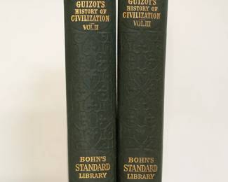 Volume II and III of Guizot's History of Civilization, hardcover, published in 1875 by George Bell & Sons, London