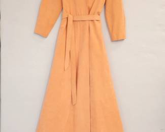 Peach color Halston 1970s maxi dress 