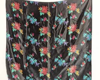 A Mademoiselle scarf, black with Asian-style chrysanthemum floral pattern