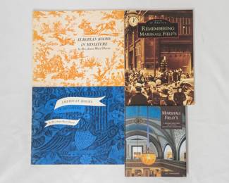 European Rooms in Miniature by Mrs. James Ward Thorne, paperback; American Rooms in Miniature by Mrs. James Ward, paperback; Remembering Marshall Field's by Leslie Goddard, paperback, Arcadia Publishing; Marshal Field's – A Building Book from the Chicago Architecture Foundation by Jay Pridmore, paperback, published 2002 by Pomegranate Communications