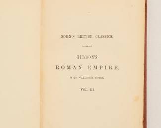 Inside page of The History of the Decline and Fall of The Roman Empire by Edward Gibbon, with Valorium Notes, Volume III, hardcover, Bohn's British Classics series published 1868 by Bell & Daldy, London