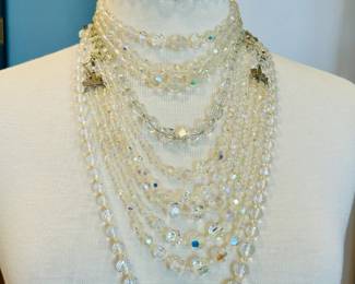 A variety of faceted Aurora Borealis crystal bead necklaces