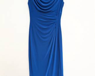 Lauren Ralph Lauren blue cowl neck matte jersey sheath dress size 4