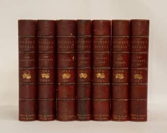 7 volumes of the "Bulwer's Novels," by Edward Bulwer-Lytton, hardcover, published 1875 by George Routledge and Sons, London. Includes The Parisians, Harold, Coming Race, Eugene Aram, The Caxtons, and The Student, Etc.