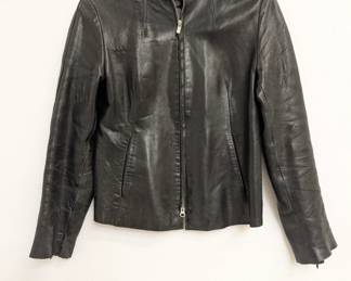Banana Republic woman’s black lambskin leather jacket size S, biker motocross style zip front vintage leather jacket