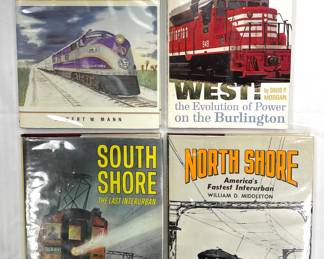 Rails 'Neath The Palms by Herbert W. Mann; Diesels West by David P. Morgan; South Shore The Last Interurban by Willam D. Middleston; North Shore American's Fastest Interurban by William D. Middleston