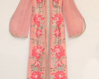 Vintage Alfred Shaheen 1960s pink maxi dress / caftan, size 16