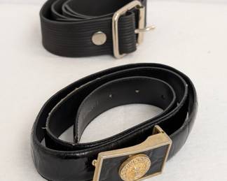 Black belts, anyone? That vintage black leather belt with Versace lion head medallion gold tone metal belt buckle will add some serious style to your look!