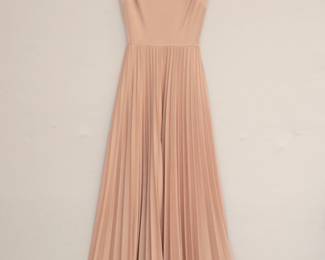 Dan Lee by Bernadette vintage peach color pleated maxi dress, zipper back