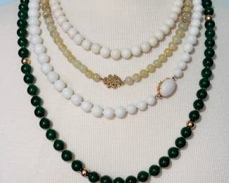 14k gold and jade bead necklaces