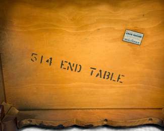 Another view of the Queen Anne style mahogany tea table, featuring a rectangular dish top, scalloped apron, cabriole legs, and pad feet